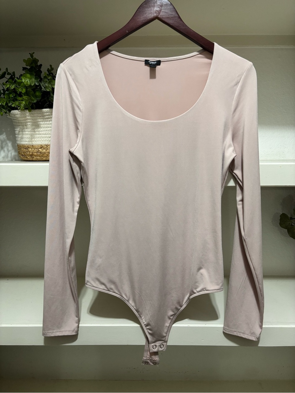 Express Long Sleeve Scoop Neck Bodysuit - Light Blush